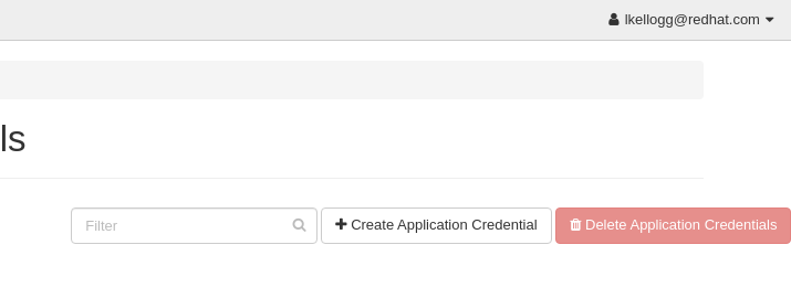 Image showing "Create Application Credential" button